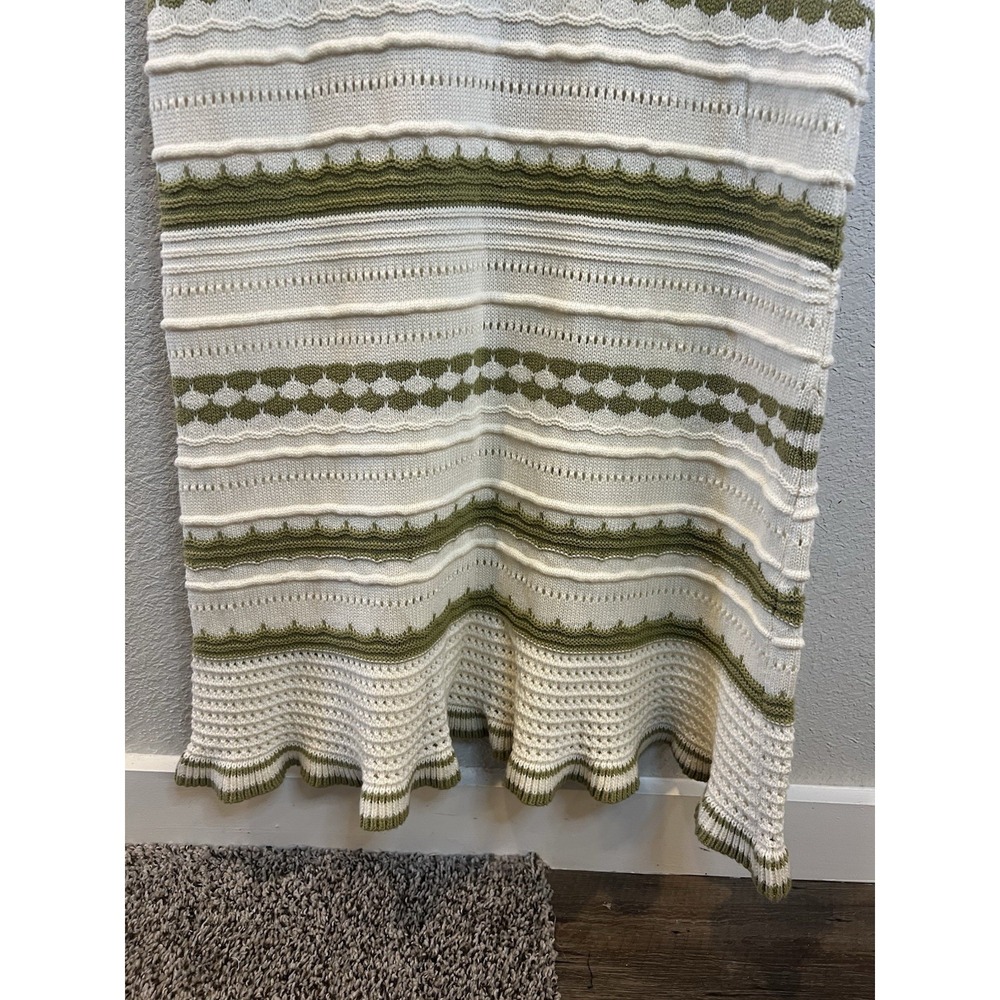 idem ditto Cream Olive Green Crochet Maxi Dress Sz L Boho Western Cottage As Is - Picture 5 of 14